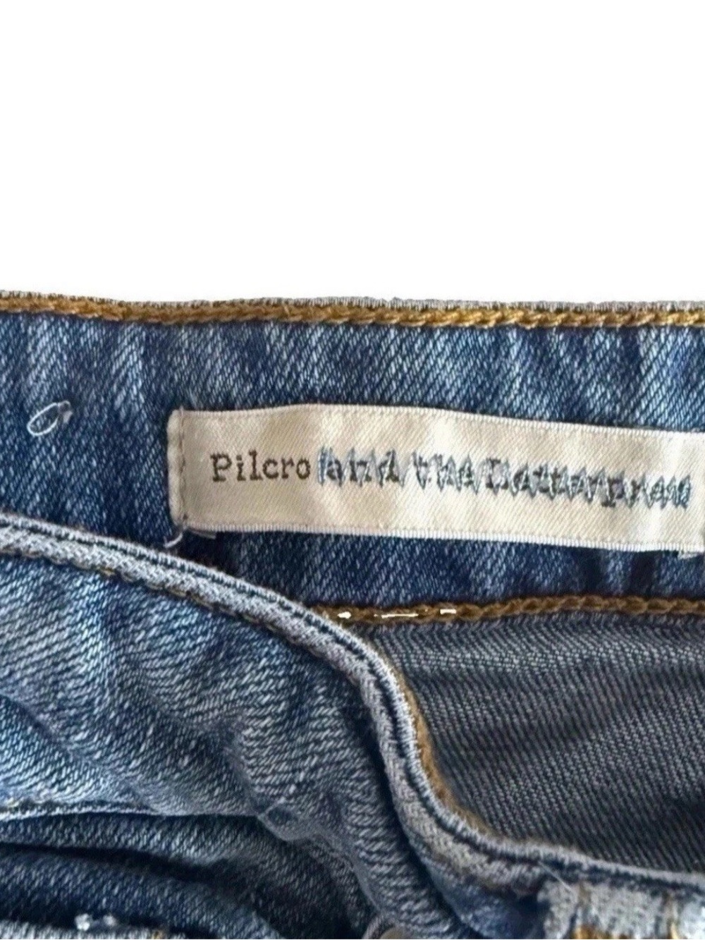 Anthropologie Pilcro Side Tuxedo Stripe Jeans Women Silver Glitter Crop Denim 26 - Picture 8 of 16